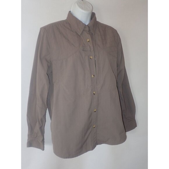 LL Bean Brown Shooting Field Shirt Button Up Quilted Shoulder Size s Long Sleeve - Picture 4 of 7